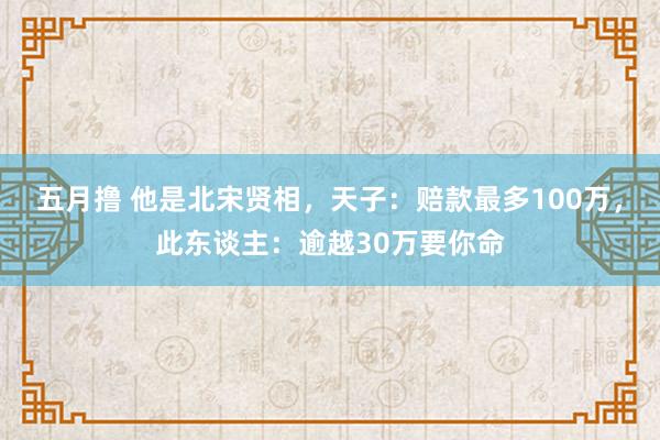 五月撸 他是北宋贤相，天子：赔款最多100万，此东谈主：逾越30万要你命