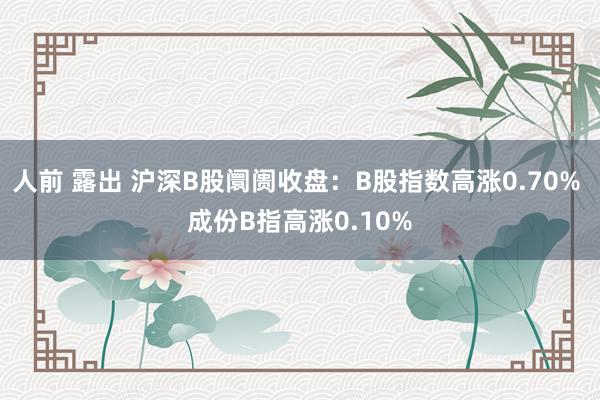 人前 露出 沪深B股阛阓收盘：B股指数高涨0.70% 成份B指高涨0.10%