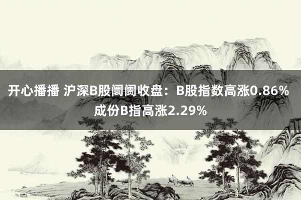 开心播播 沪深B股阛阓收盘：B股指数高涨0.86% 成份B指高涨2.29%