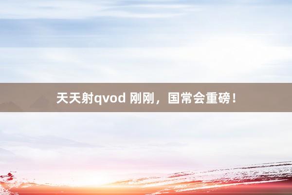 天天射qvod 刚刚，国常会重磅！