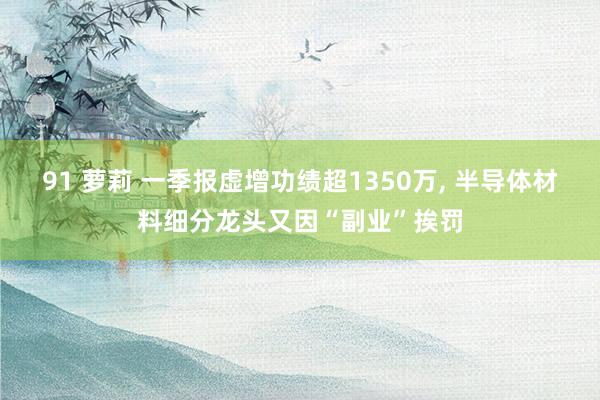 91 萝莉 一季报虚增功绩超1350万， 半导体材料细分龙头又因“副业”挨罚