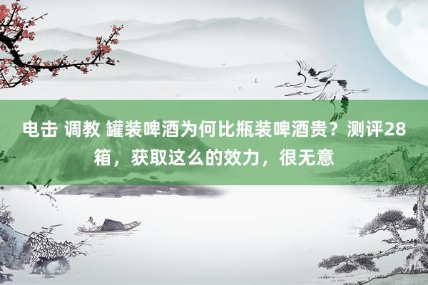 电击 调教 罐装啤酒为何比瓶装啤酒贵？测评28箱，获取这么的效力，很无意