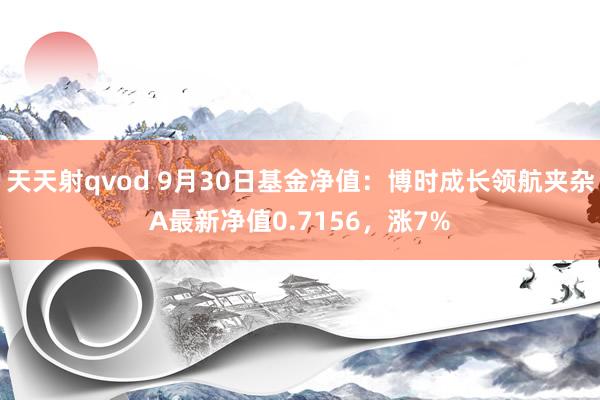 天天射qvod 9月30日基金净值：博时成长领航夹杂A最新净值0.7156，涨7%