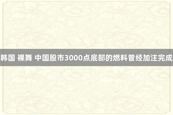 韩国 裸舞 中国股市3000点底部的燃料曾经加注完成