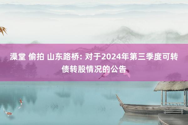 澡堂 偷拍 山东路桥: 对于2024年第三季度可转债转股情况的公告