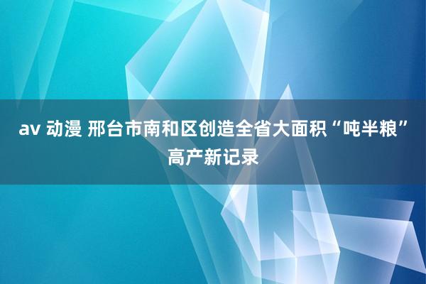 av 动漫 邢台市南和区创造全省大面积“吨半粮”高产新记录