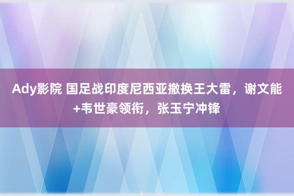 Ady影院 国足战印度尼西亚撤换王大雷，谢文能+韦世豪领衔，张玉宁冲锋