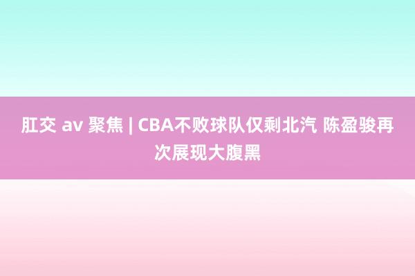 肛交 av 聚焦 | CBA不败球队仅剩北汽 陈盈骏再次展现大腹黑