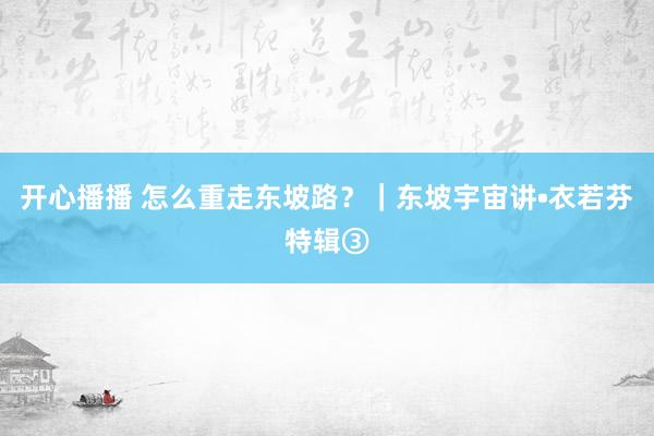 开心播播 怎么重走东坡路？｜东坡宇宙讲•衣若芬特辑③