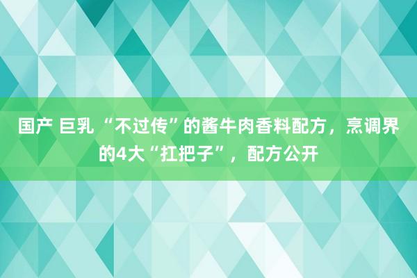 国产 巨乳 “不过传”的酱牛肉香料配方，烹调界的4大“扛把子”，配方公开