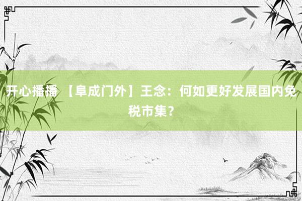 开心播播 【阜成门外】王念：何如更好发展国内免税市集？