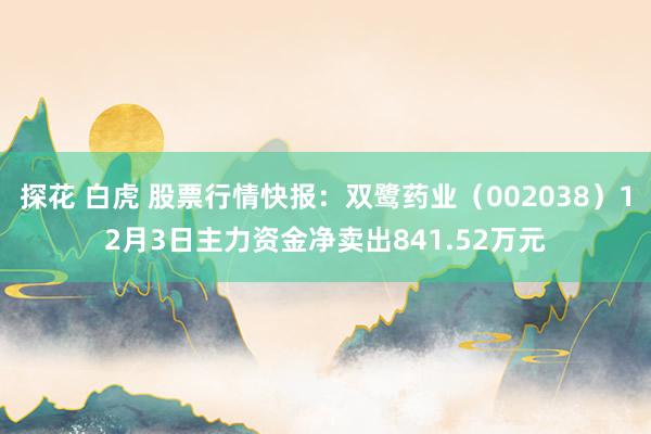 探花 白虎 股票行情快报：双鹭药业（002038）12月3日主力资金净卖出841.52万元