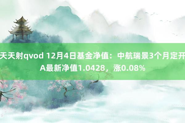 天天射qvod 12月4日基金净值：中航瑞景3个月定开A最新净值1.0428，涨0.08%