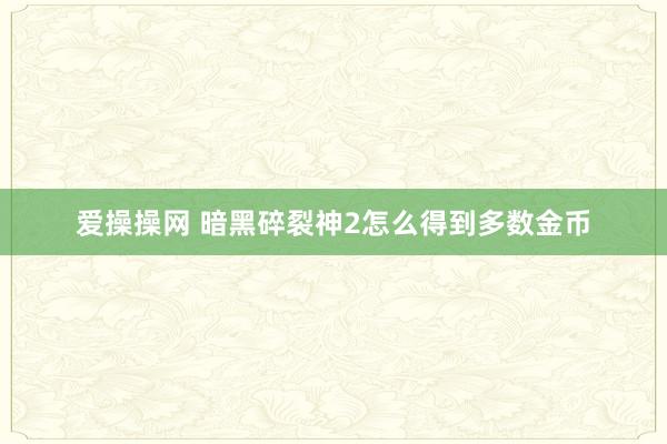 爱操操网 暗黑碎裂神2怎么得到多数金币