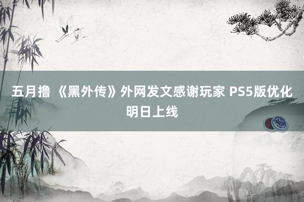 五月撸 《黑外传》外网发文感谢玩家 PS5版优化明日上线