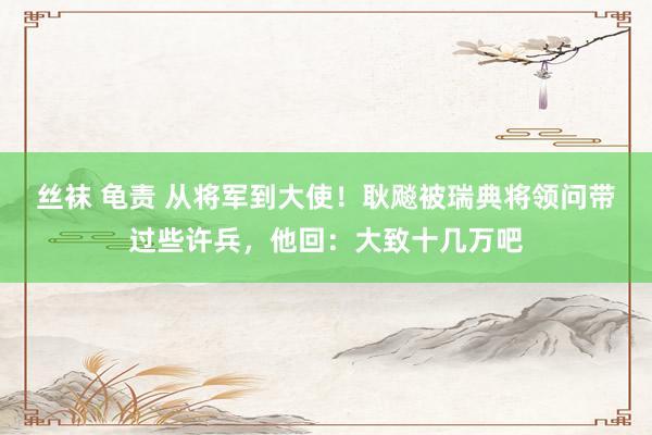 丝袜 龟责 从将军到大使！耿飚被瑞典将领问带过些许兵，他回：大致十几万吧