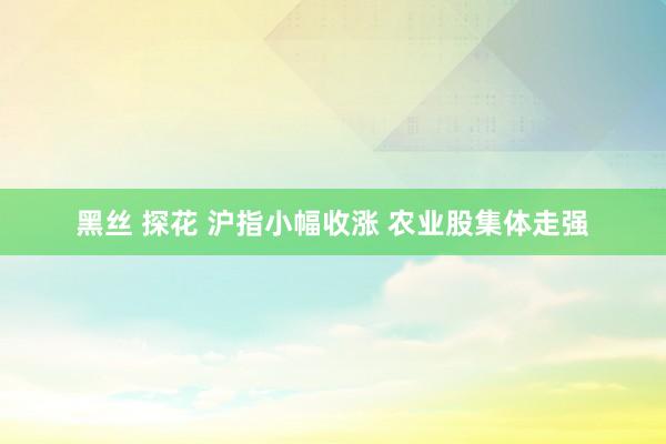 黑丝 探花 沪指小幅收涨 农业股集体走强