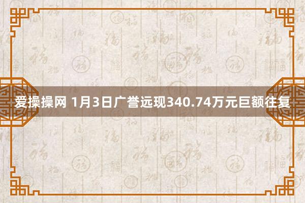 爱操操网 1月3日广誉远现340.74万元巨额往复