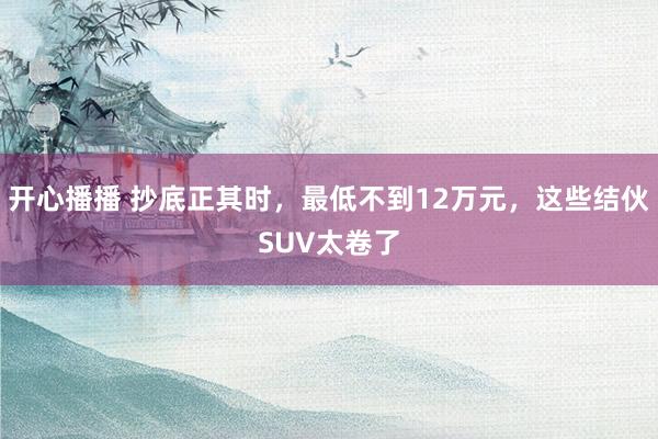 开心播播 抄底正其时，最低不到12万元，这些结伙SUV太卷了