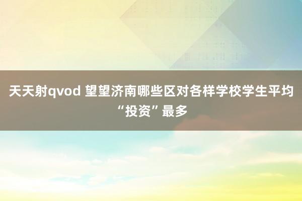 天天射qvod 望望济南哪些区对各样学校学生平均“投资”最多