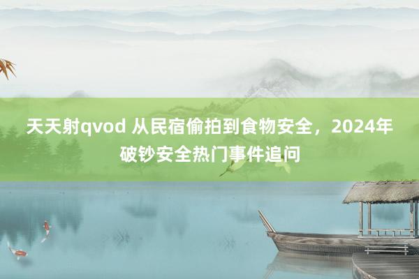 天天射qvod 从民宿偷拍到食物安全，2024年破钞安全热门事件追问