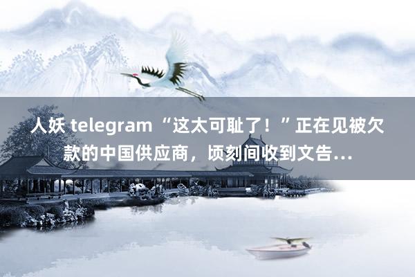 人妖 telegram “这太可耻了！”正在见被欠款的中国供应商，顷刻间收到文告…