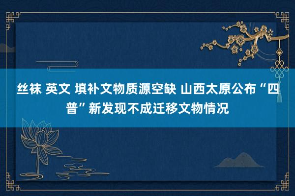 丝袜 英文 填补文物质源空缺 山西太原公布“四普”新发现不成迁移文物情况