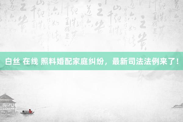 白丝 在线 照料婚配家庭纠纷，最新司法法例来了！