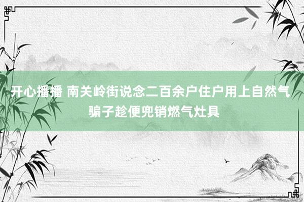 开心播播 南关岭街说念二百余户住户用上自然气  骗子趁便兜销燃气灶具