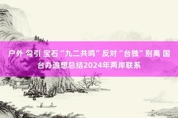 户外 勾引 宝石“九二共鸣”反对“台独”别离 国台办追想总结2024年两岸联系