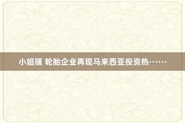小姐骚 轮胎企业再现马来西亚投资热······